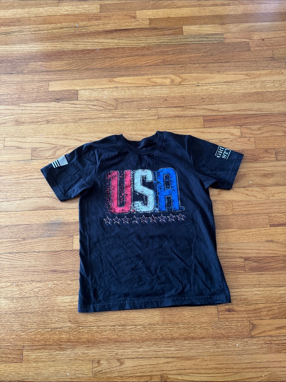 Kids Short Sleeve USA Graphic Tee - Black